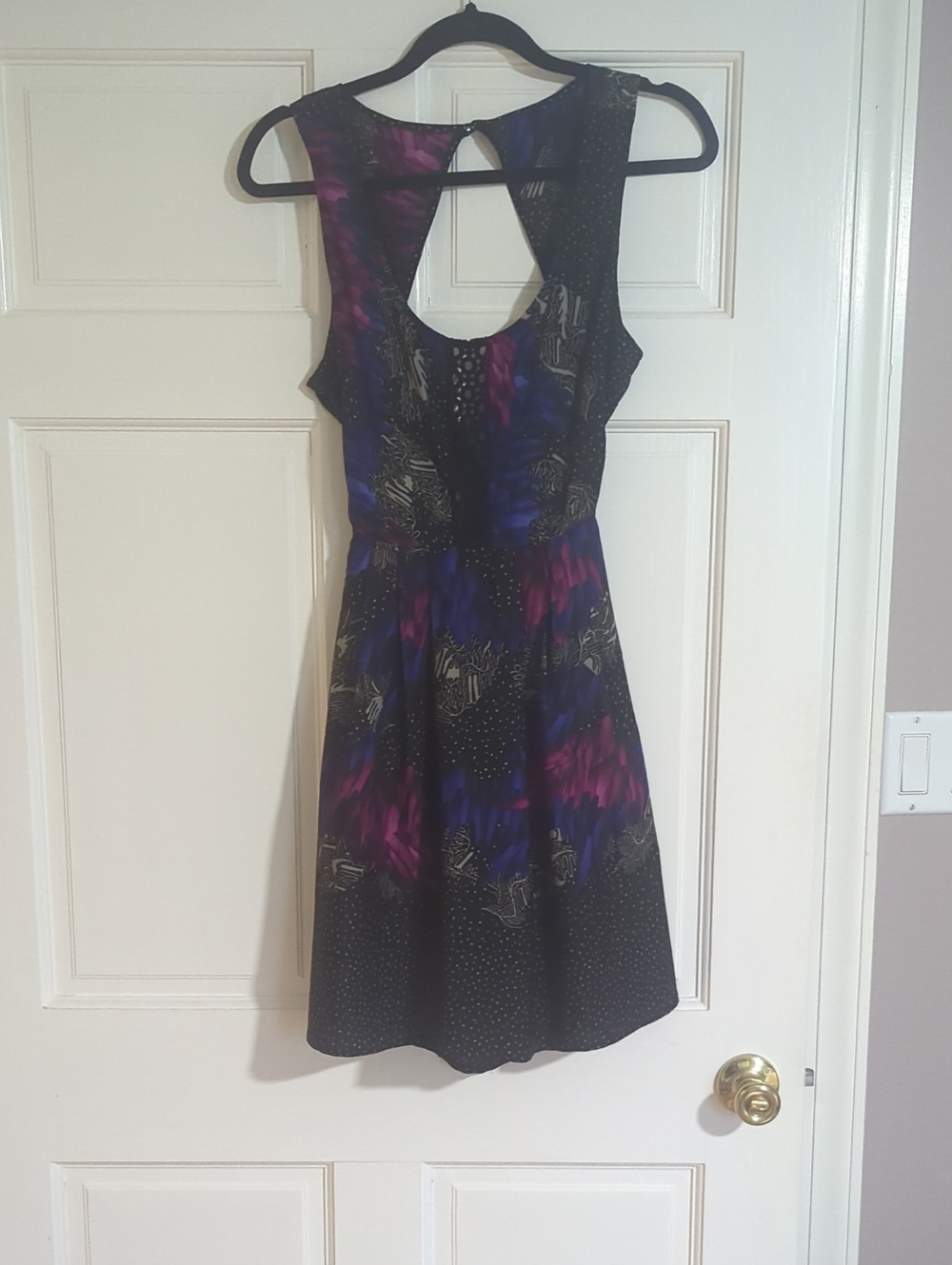 Element Backless Dress in Black with Purple & Blue Accents